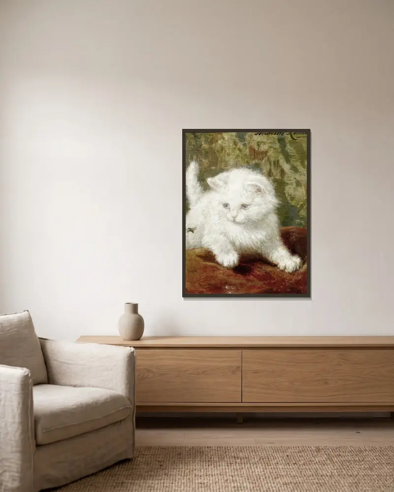 Neugier von Henriëtte Ronner-Knip gerahmt an einer Wand