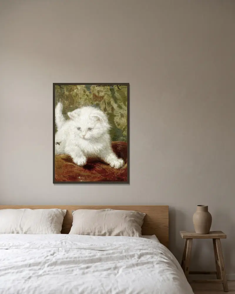 Neugier von Henriëtte Ronner-Knip gerahmt an einer Wand