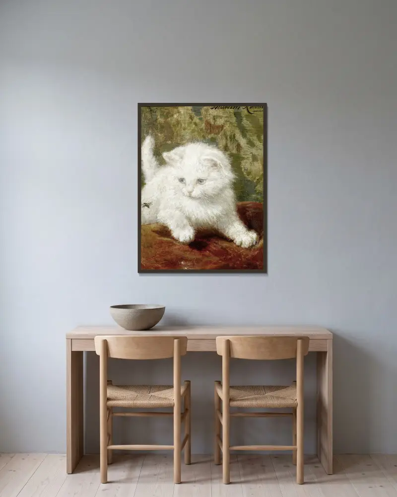 Neugier von Henriëtte Ronner-Knip gerahmt an einer Wand