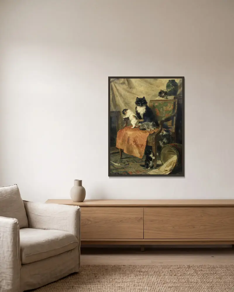 Koťata při hře – nr. 3, Henriëtte Ronner-Knip v rámu na stěně