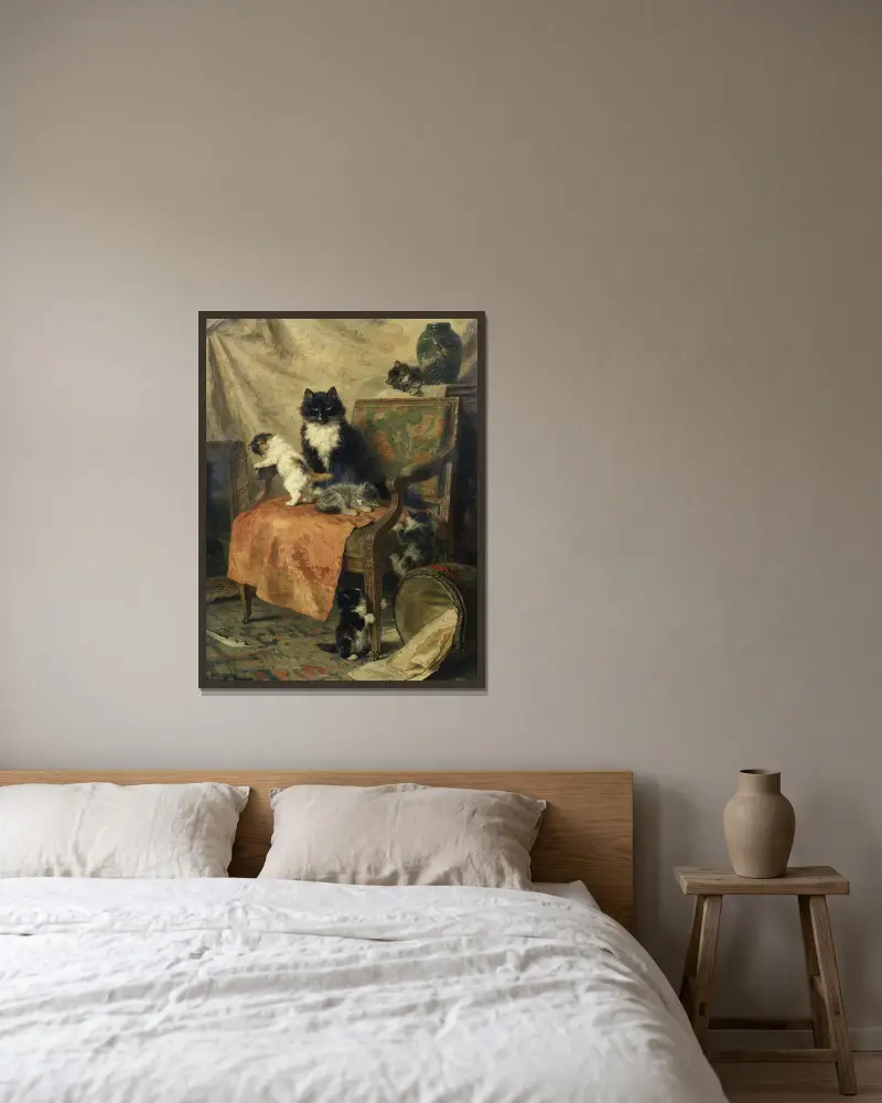Koťata při hře – nr. 3, Henriëtte Ronner-Knip v rámu na stěně