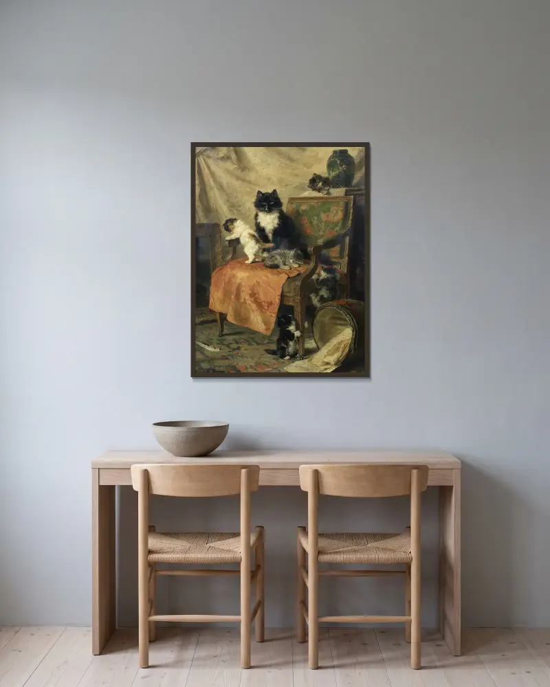 Koťata při hře – nr. 3, Henriëtte Ronner-Knip v rámu na stěně