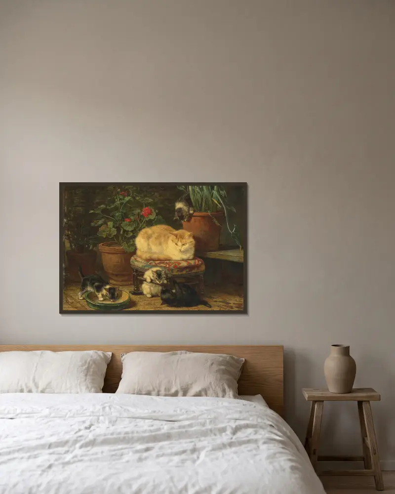 Hrátky koťat, – Nr. 4, Henriëtte Ronner-Knip v rámu na stěně