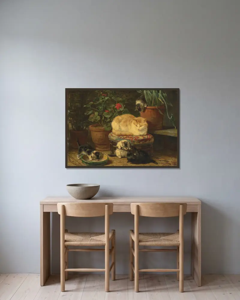 Hrátky koťat, – Nr. 4, Henriëtte Ronner-Knip v rámu na stěně