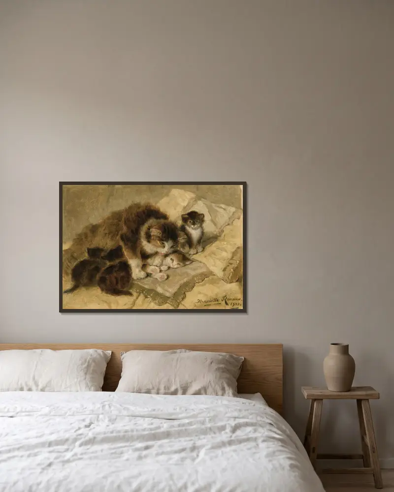 Der Stolz der Mutter, 1901 von Henriëtte Ronner-Knip gerahmt an einer Wand