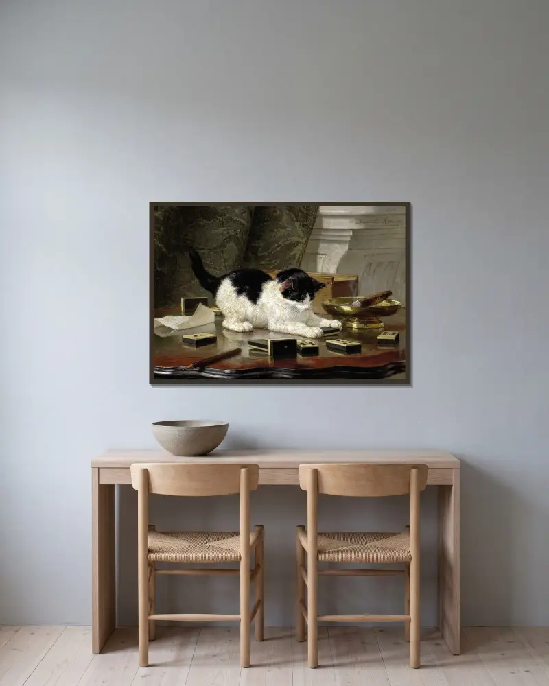 Kočka při hře, Henriëtte Ronner-Knip v rámu na stěně