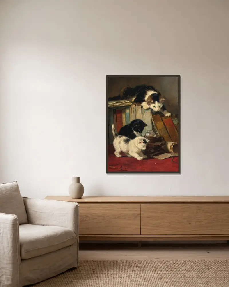 Pozorování kořisti, Henriëtte Ronner-Knip v rámu na stěně