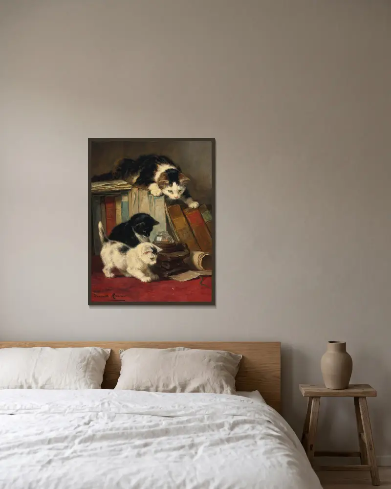 Pozorování kořisti, Henriëtte Ronner-Knip v rámu na stěně