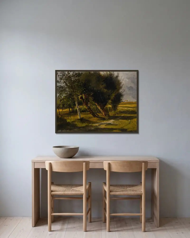 Bouquets D’Arbres Dans La Prairie av Rosa Bonheur inramad på en vägg