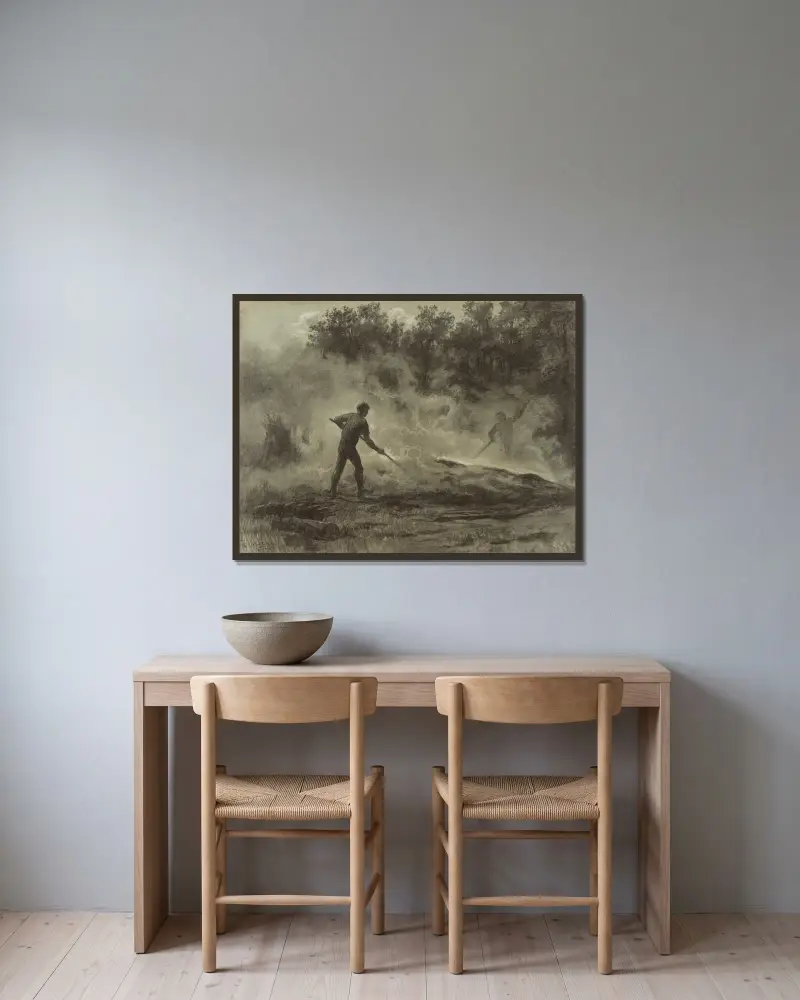 Charcoal burners (Les charbonniers) av Rosa Bonheur inramad på en vägg