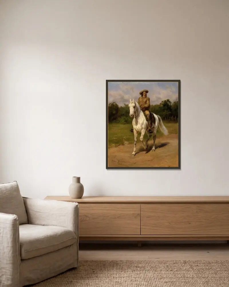 Col. William F. Cody (Buffalo Bill) von Rosa Bonheur gerahmt an einer Wand