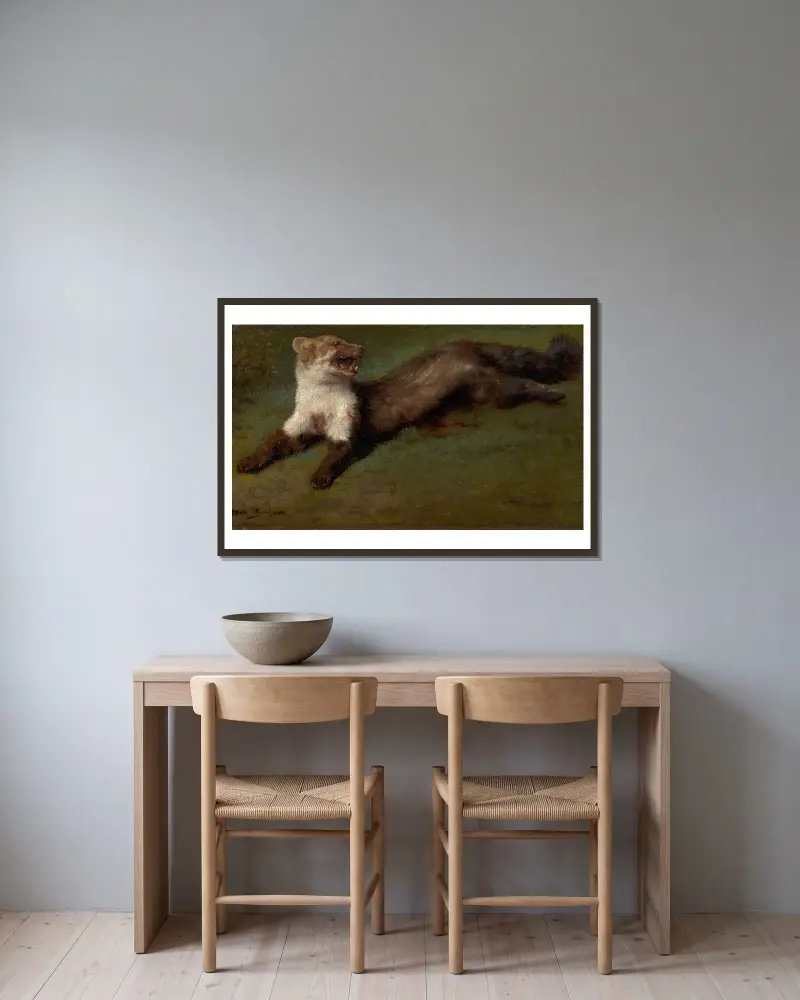 Etude de fouine blessée av Rosa Bonheur inramad på en vägg