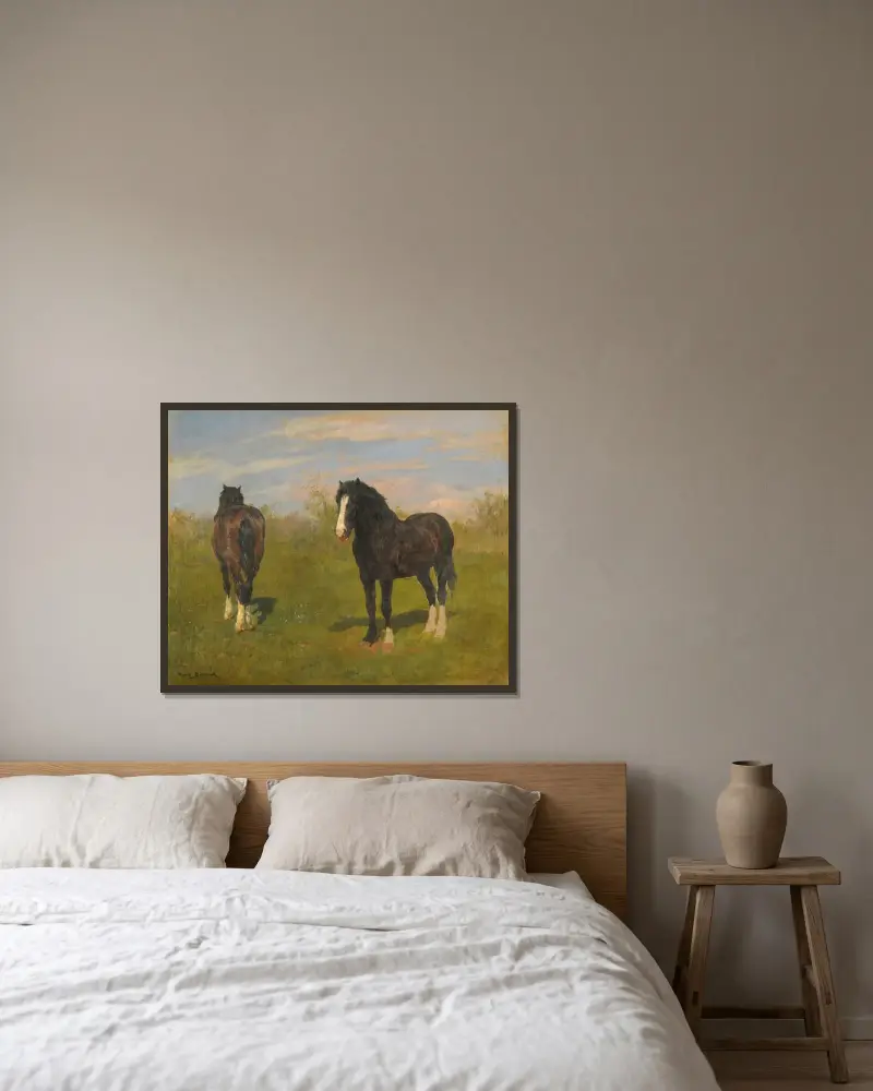 Pasące się konie, Rosa Bonheur w ramie na ścianie