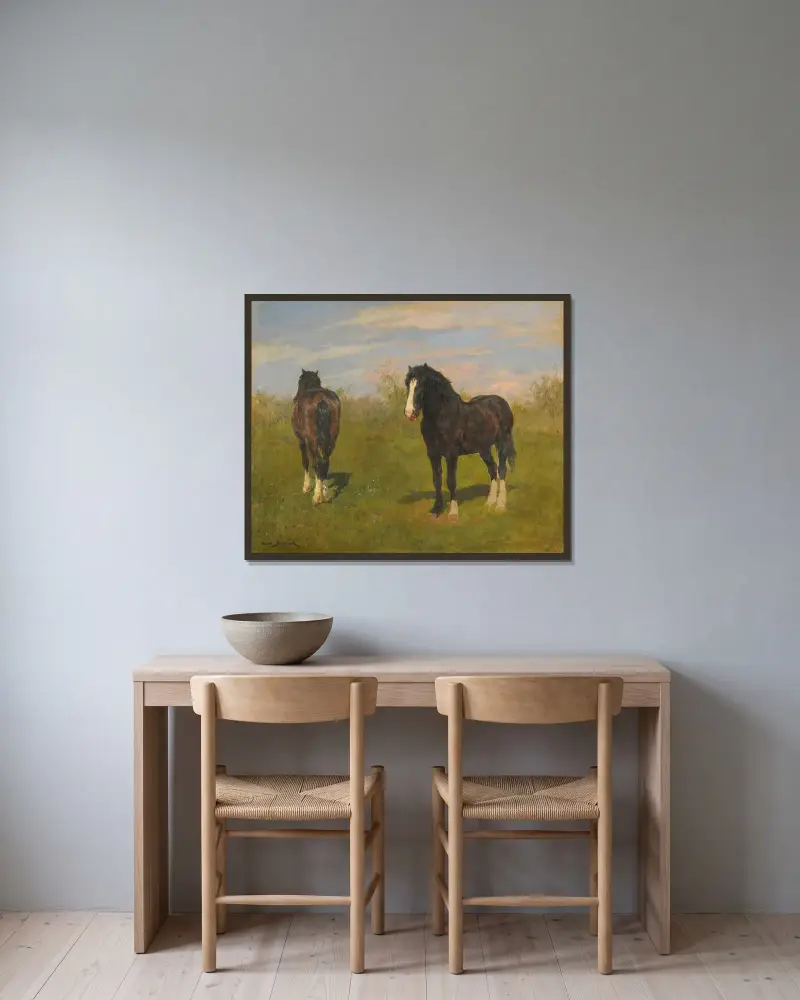 Pasące się konie, Rosa Bonheur w ramie na ścianie