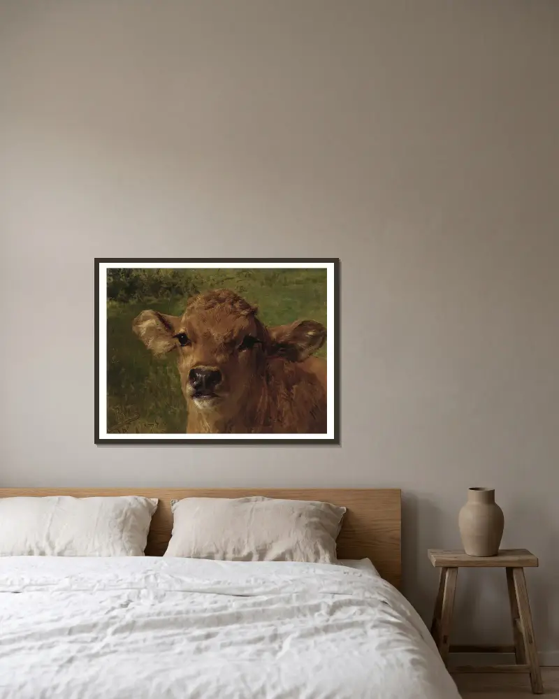 Head Of A Calf av Rosa Bonheur inramad på en vägg