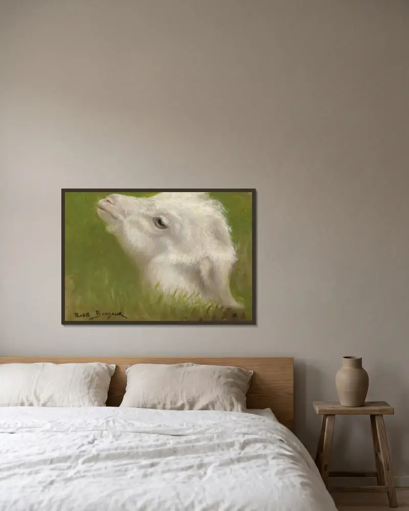 Head Of A Lamb av Rosa Bonheur inramad på en vägg