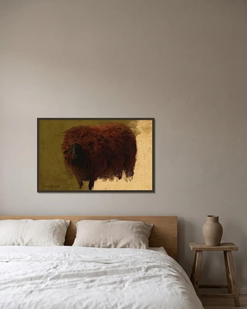Großes wolliges Schaf (Hammel) von Rosa Bonheur gerahmt an einer Wand