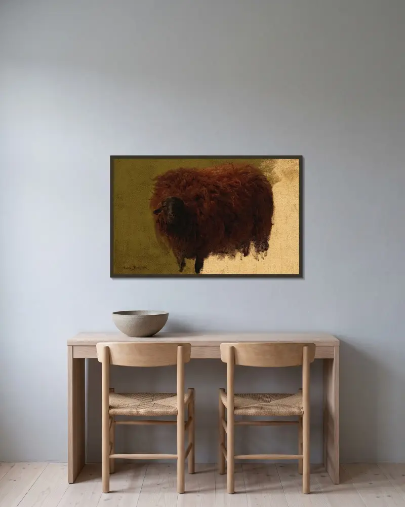 Großes wolliges Schaf (Hammel) von Rosa Bonheur gerahmt an einer Wand