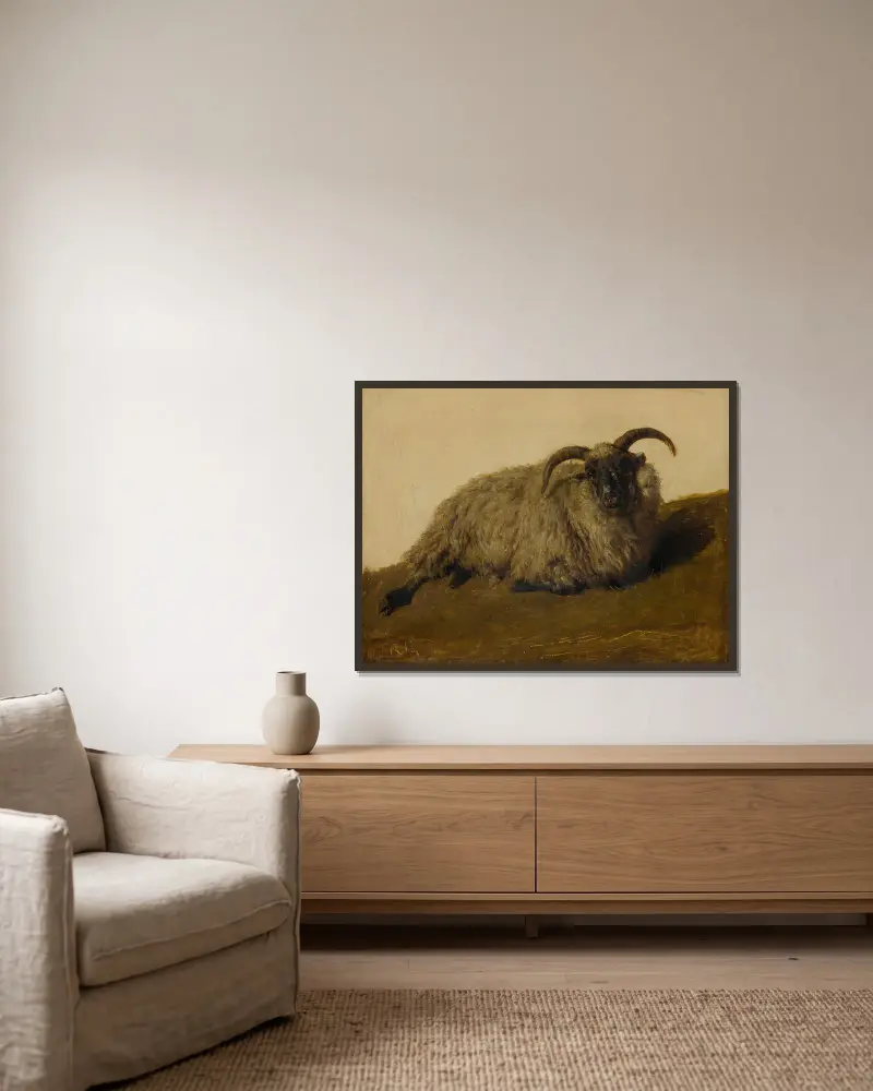 Le Mérinos von Rosa Bonheur gerahmt an einer Wand