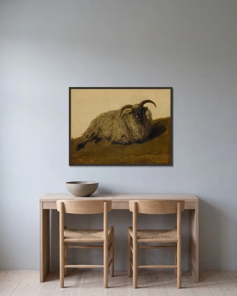 Le Mérinos von Rosa Bonheur gerahmt an einer Wand
