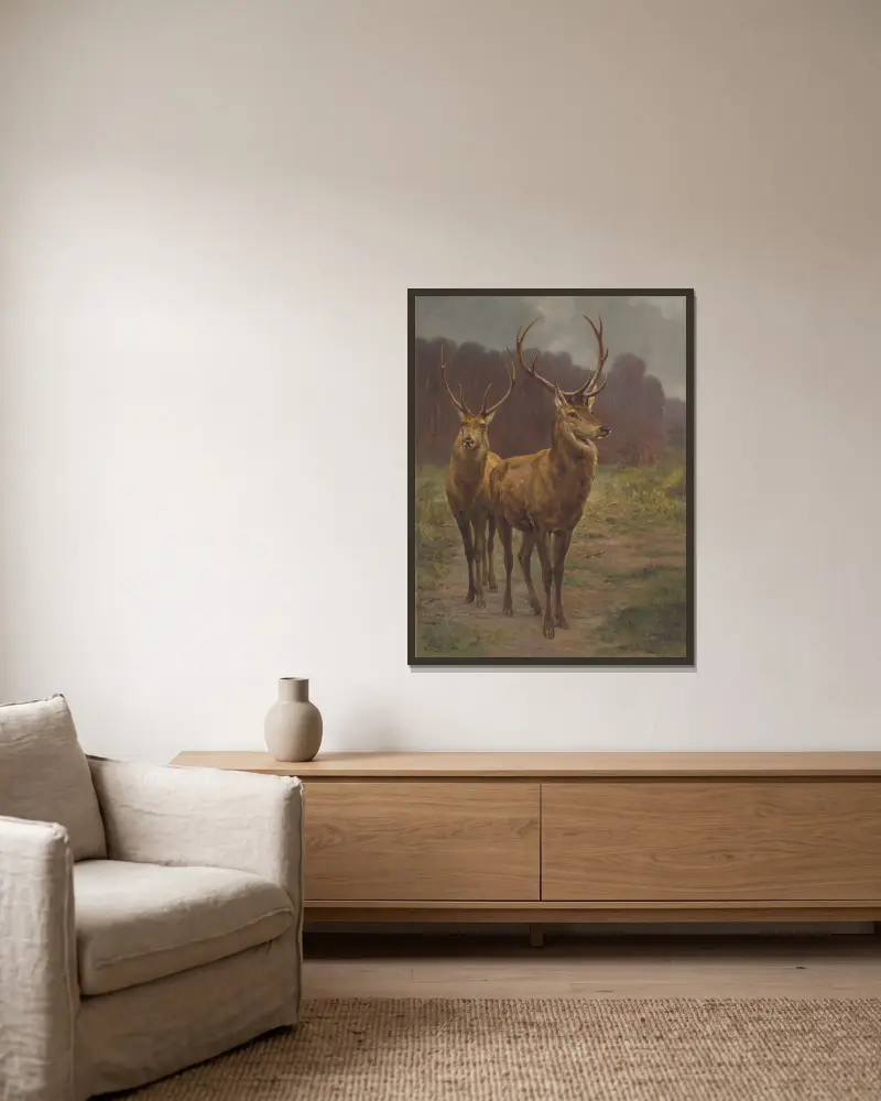 Monarchs Of The Forest av Rosa Bonheur inramad på en vägg