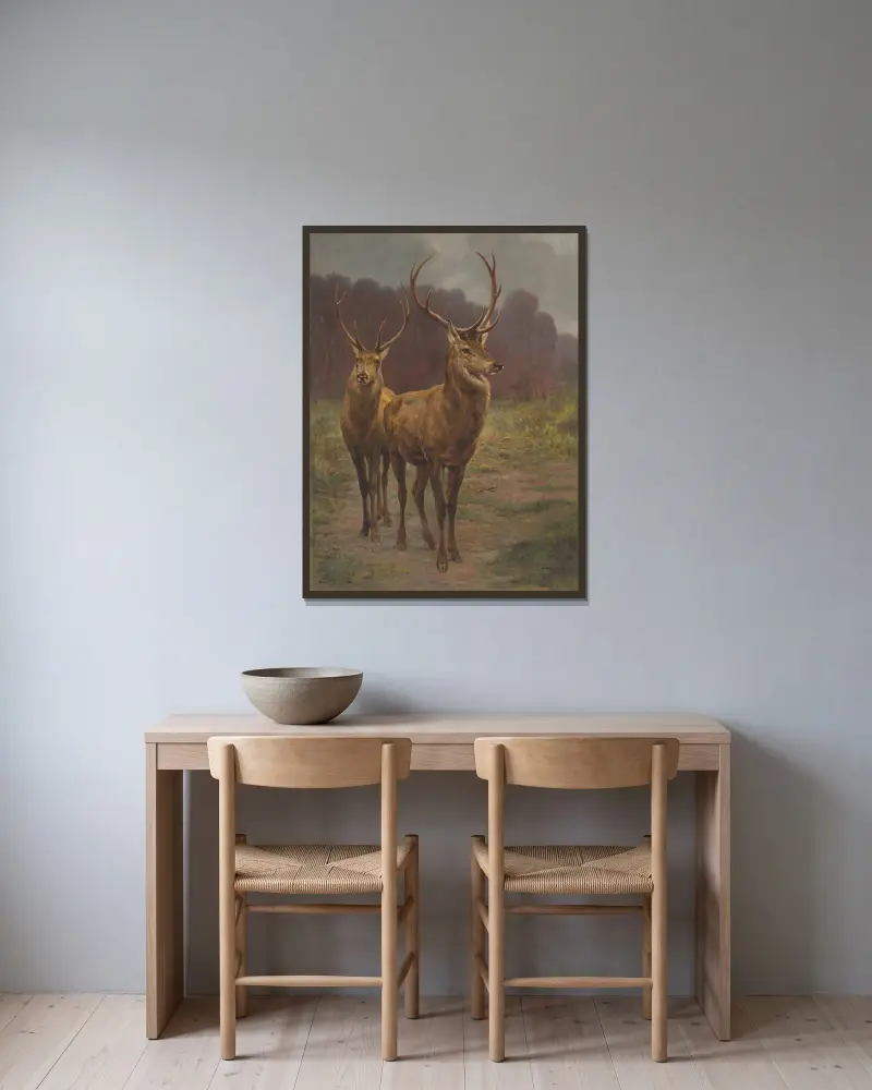 Monarchs Of The Forest av Rosa Bonheur inramad på en vägg