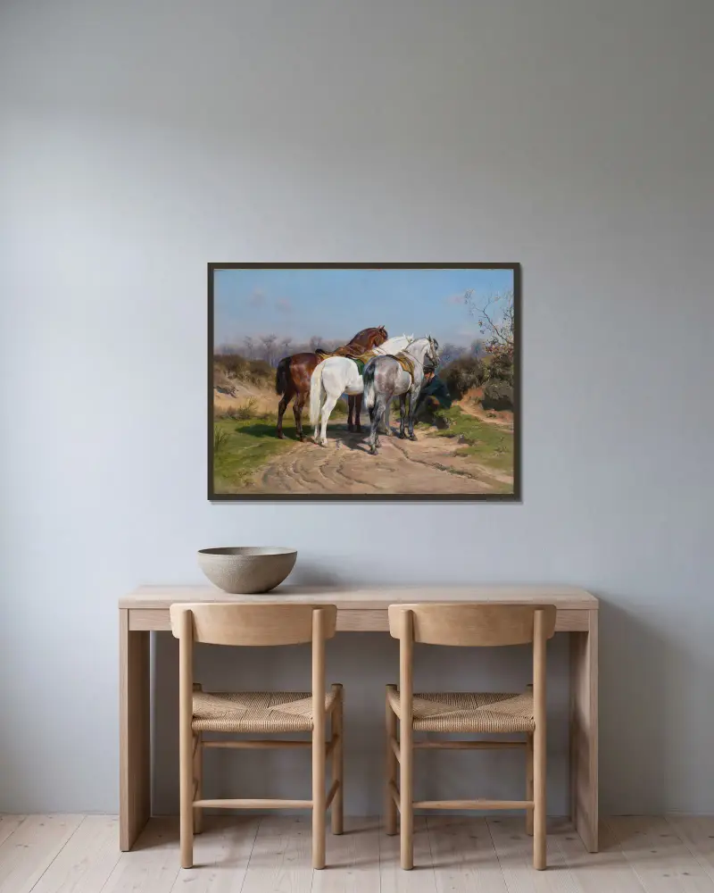 Staffeljagd von Rosa Bonheur gerahmt an einer Wand