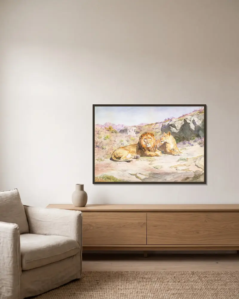 Royalty at Home av Rosa Bonheur inramad på en vägg