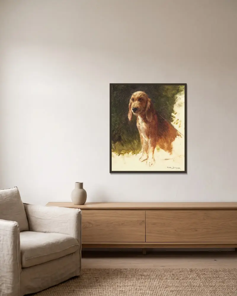 Hundestudie von Rosa Bonheur gerahmt an einer Wand