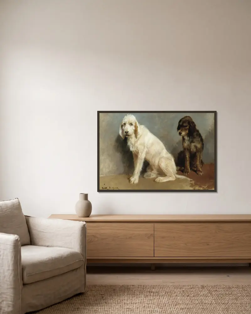 Study Of Two Dogs av Rosa Bonheur inramad på en vägg