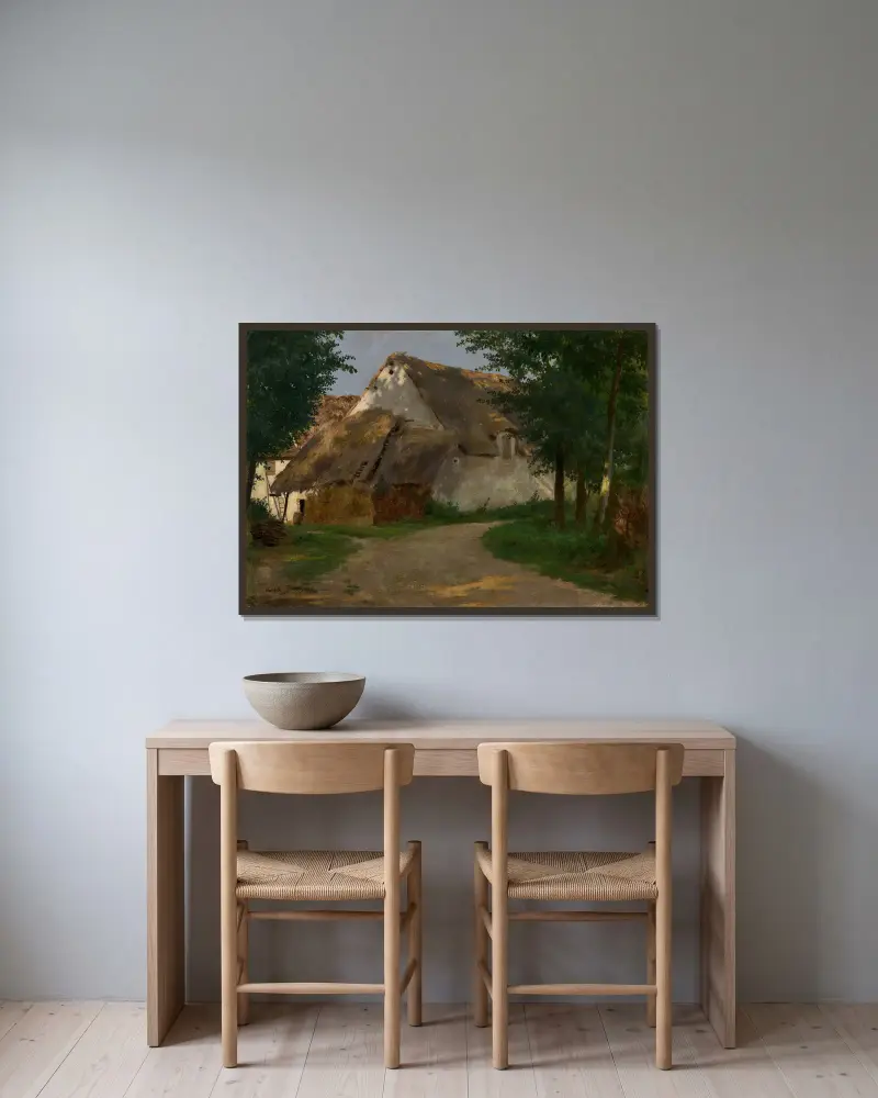 The Farm at the Entrance of the Wood av Rosa Bonheur inramad på en vägg