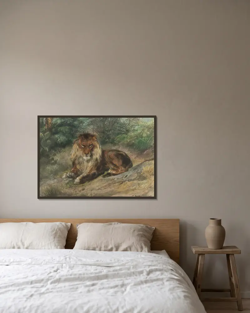 Der alte Monarch von Rosa Bonheur gerahmt an einer Wand