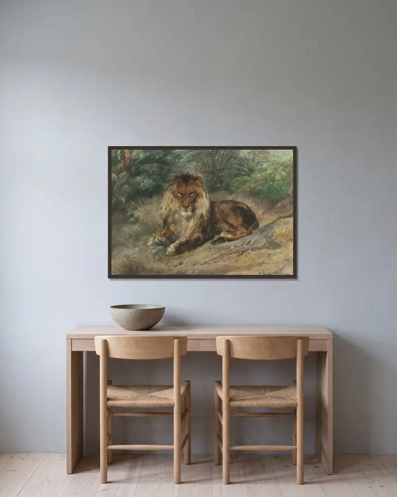 Der alte Monarch von Rosa Bonheur gerahmt an einer Wand