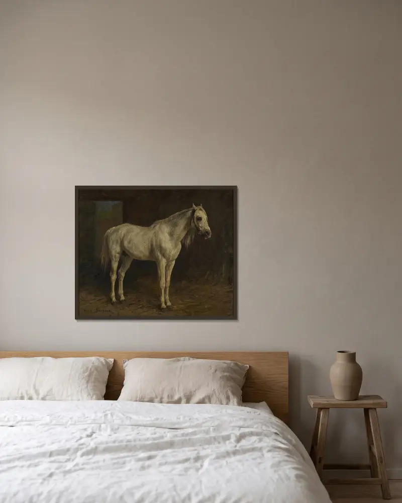 Biały koń, Rosa Bonheur w ramie na ścianie