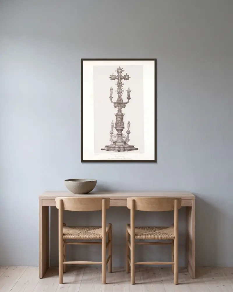 Silverkorset i San Giovanni-baptisteriet i Florens av Joseph Rose Lemercier inramad på en vägg