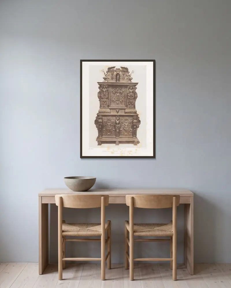 Grande armoire en noyer av Joseph Rose Lemercier inramad på en vägg