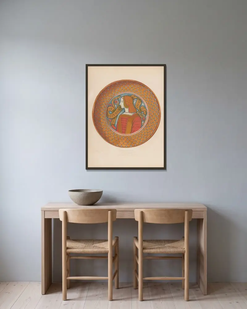 Mezza, Majolica, Fabrique de Pesaro av Joseph Rose Lemercier inramad på en vägg