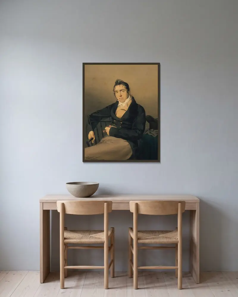 Allan Melville av John Rubens Smith inramad på en vägg