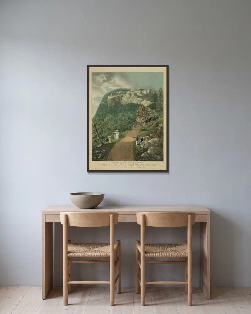 Catskill Mountain-House–A celebrated summer hotel about 12 miles S.W. of the village of Catskill Greene Co., N. York av John Rubens Smith inramad på en vägg