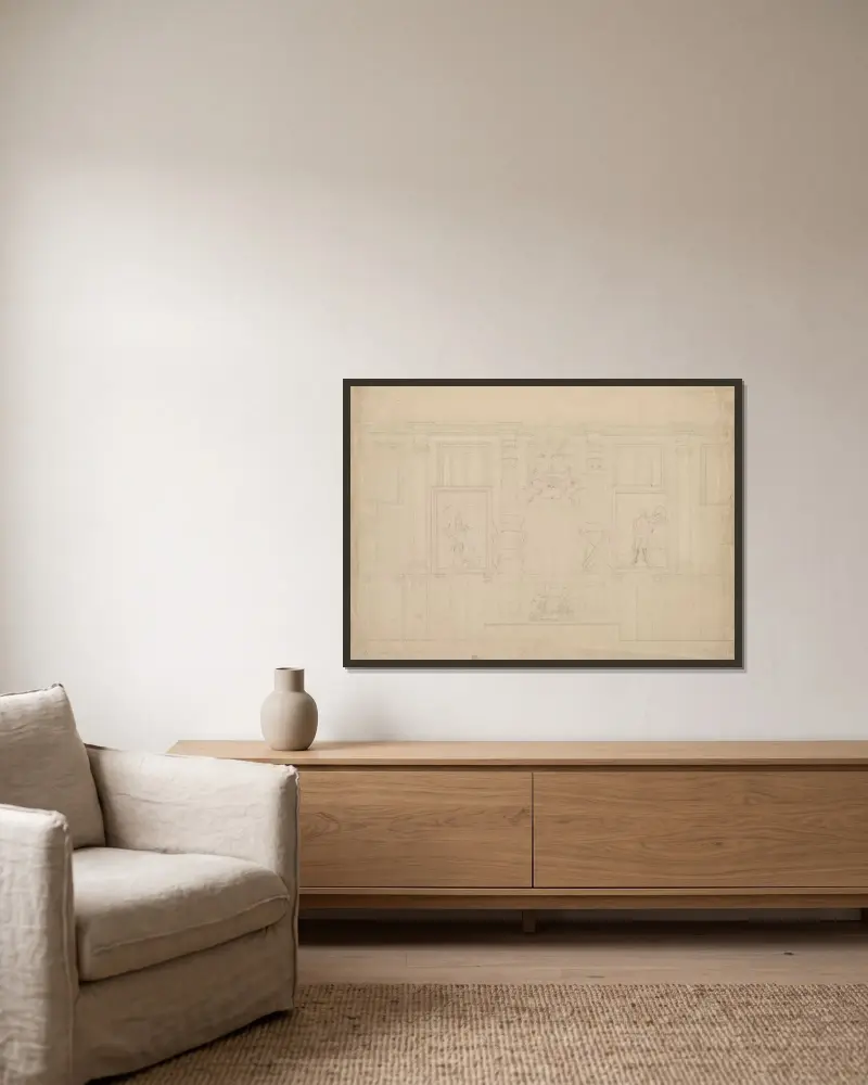 Innervägg med arkitektoniska ornament från USA:s kongressbyggnad av John Rubens Smith inramad på en vägg