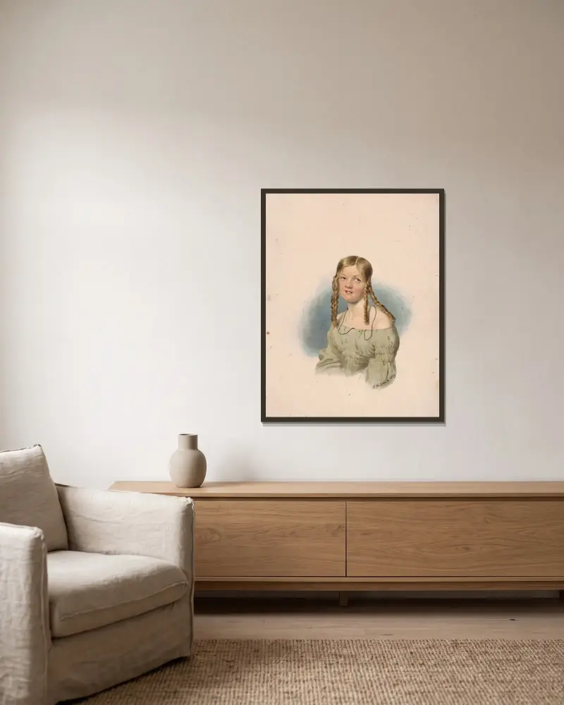 Margaret McCord av John Rubens Smith inramad på en vägg