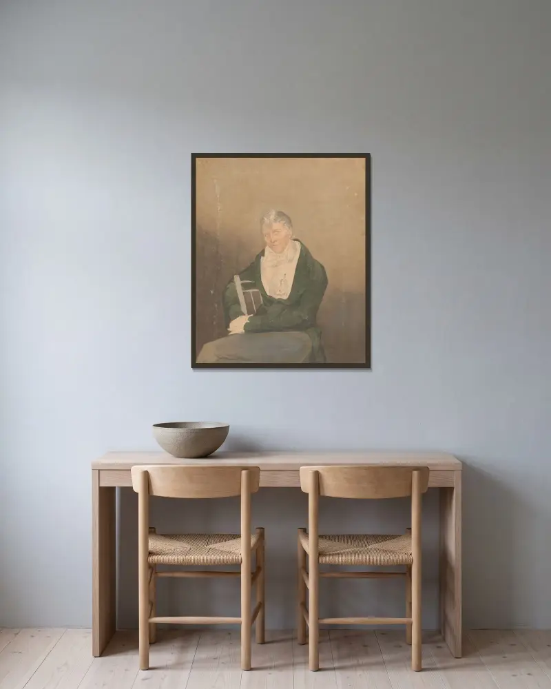 Porträtt av en sittande man av John Rubens Smith inramad på en vägg