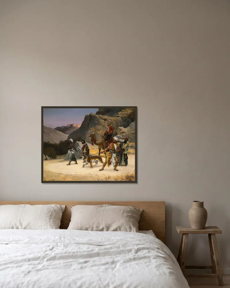 Ein gefangener Tiger von Rudolf Ernst gerahmt an einer Wand