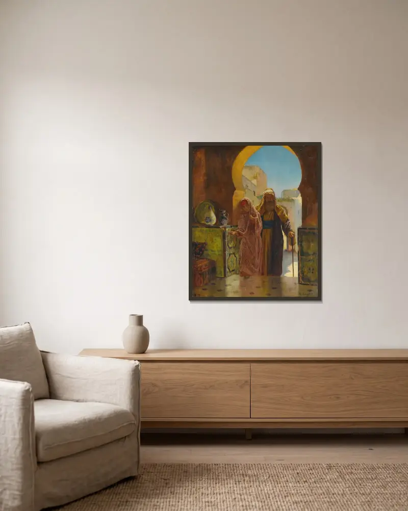 Eine helfende Hand von Rudolf Ernst gerahmt an einer Wand