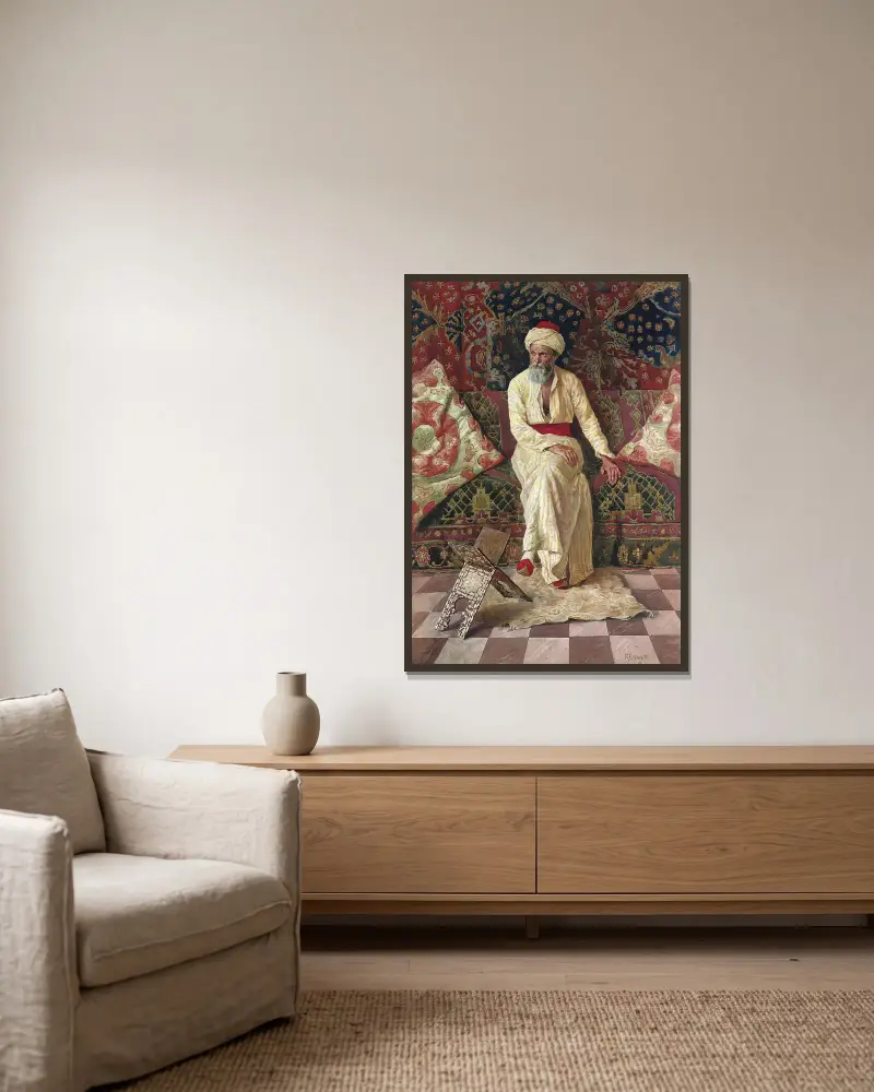 Zamyšlený stařec, Rudolf Ernst v rámu na stěně