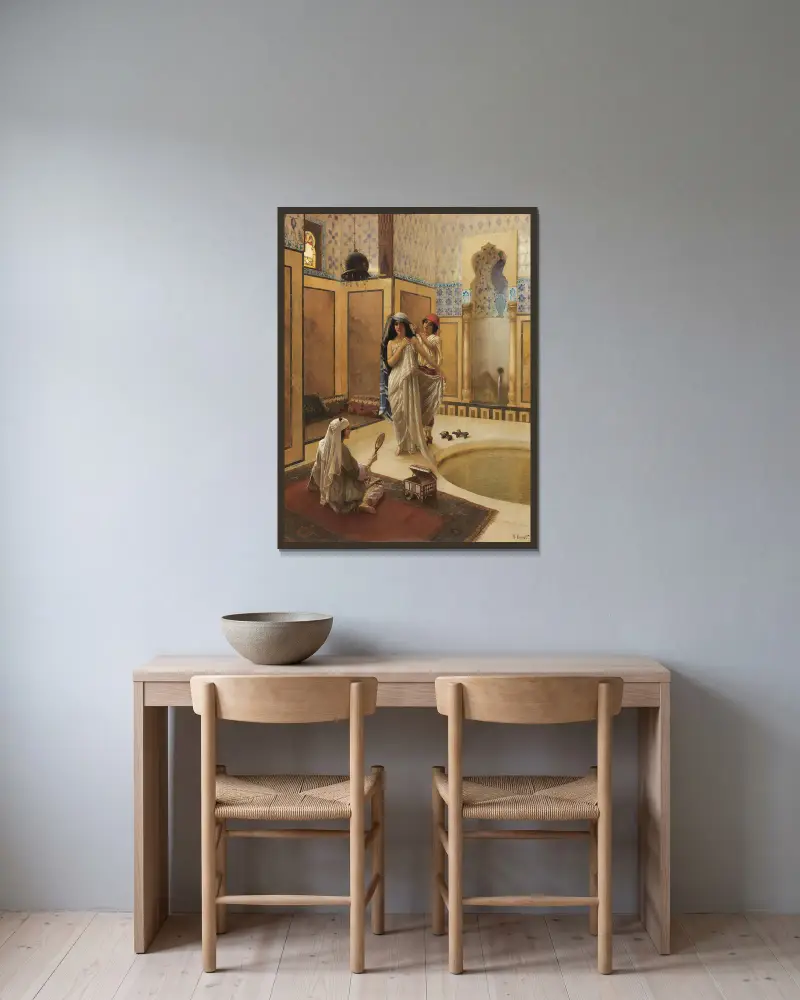 Nach dem Bad von Rudolf Ernst gerahmt an einer Wand