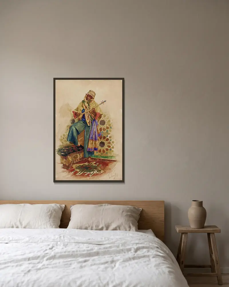 Ein arabischer Musiker von Rudolf Ernst gerahmt an einer Wand