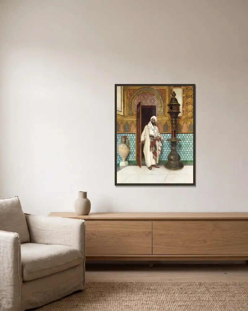 Ein eleganter Häuptling in seinem Palast von Rudolf Ernst gerahmt an einer Wand