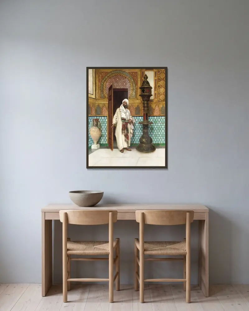 Ein eleganter Häuptling in seinem Palast von Rudolf Ernst gerahmt an einer Wand
