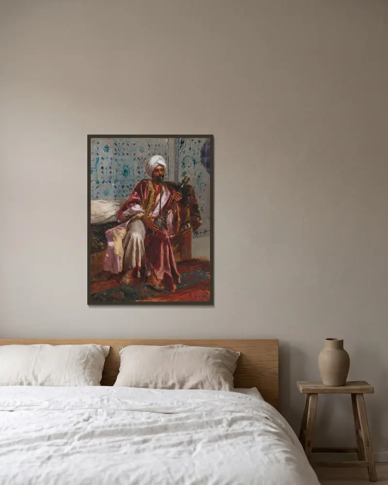 Arab kouřící vodní dýmku, Rudolf Ernst v rámu na stěně